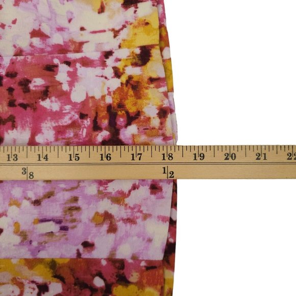 Ann Taylor Loft Floral Petite Pencil Skirt Womens 0P Lined Side Zip Pink Yellow - Picture 5 of 16